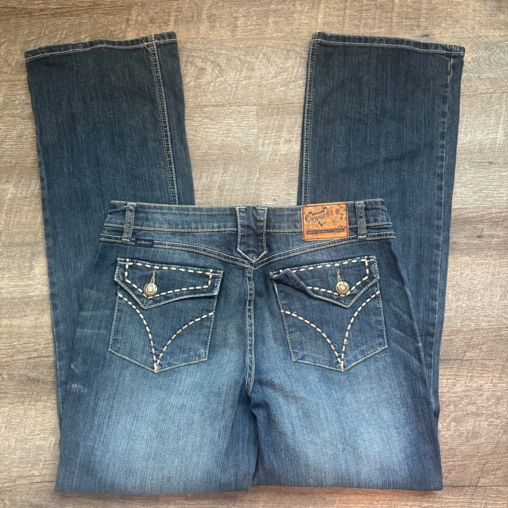 Cowgirl‎ Up Don't Fence Me In  Jeans 10/W31 Blue Contrast Whipstitch Pocket